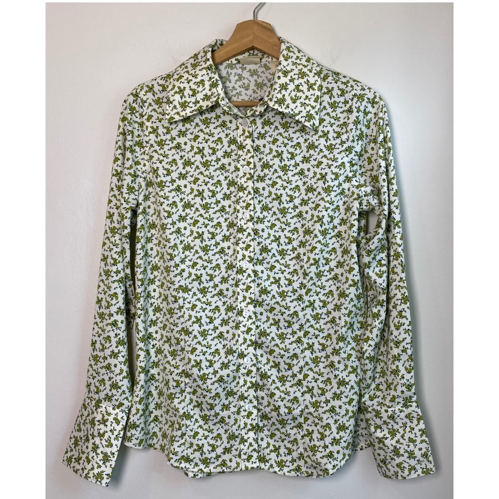 Levi's The Everyday Blouse Women XS Green Floral Button Up Cottagecore Prairie